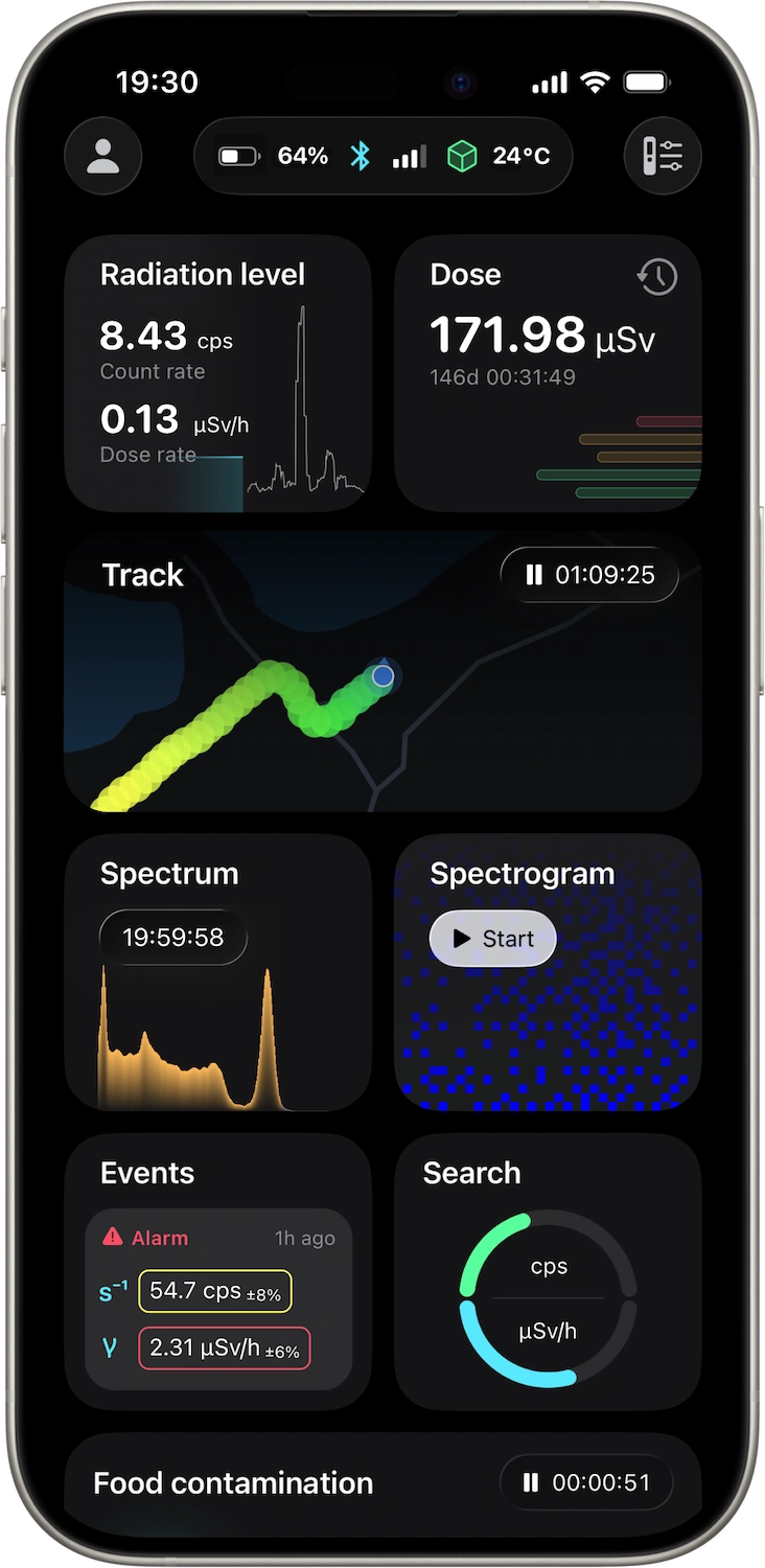 RadiaCode app on iOS